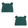 thumbnail image 3 of Qarigey Sombrero de recién nacido cómodo mantener accesorios de fotografía niñas niño sombreros moda elástico niños sombreros niño Verde oscuro 2piezas, 3 of 6