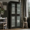 thumbnail image 4 of Palace Imports 100% Solid Wood 32" Pantry Cabinet with Frosted Glass Doors and Adjustable Shelves, Black, 4 of 6