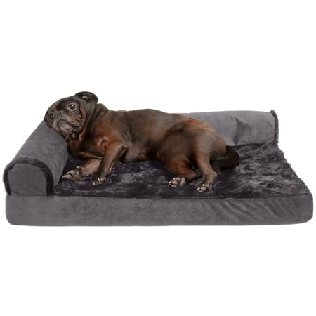 UPC: 0842229121926 | FurHaven Pet Products Plush & Velvet Deluxe Chaise Lounge Cooling Gel Memory Foam Sofa Pet Bed for Dogs & Cats – Platinum Gray  Medium