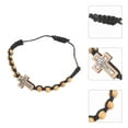 thumbnail image 2 of Pulsera de cuentas de oración de madera, ajustable, unisex, con dije de cruz, 2 of 8