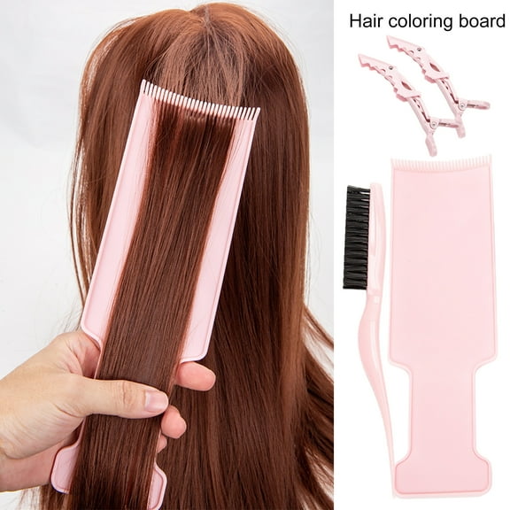 dianhelloya 4Pcs/Set Hair Coloring Board with Clips Long Handle Brush Styling Tools Long Hair Dyeing Highlighting Board Kit Hair Salon Supplies