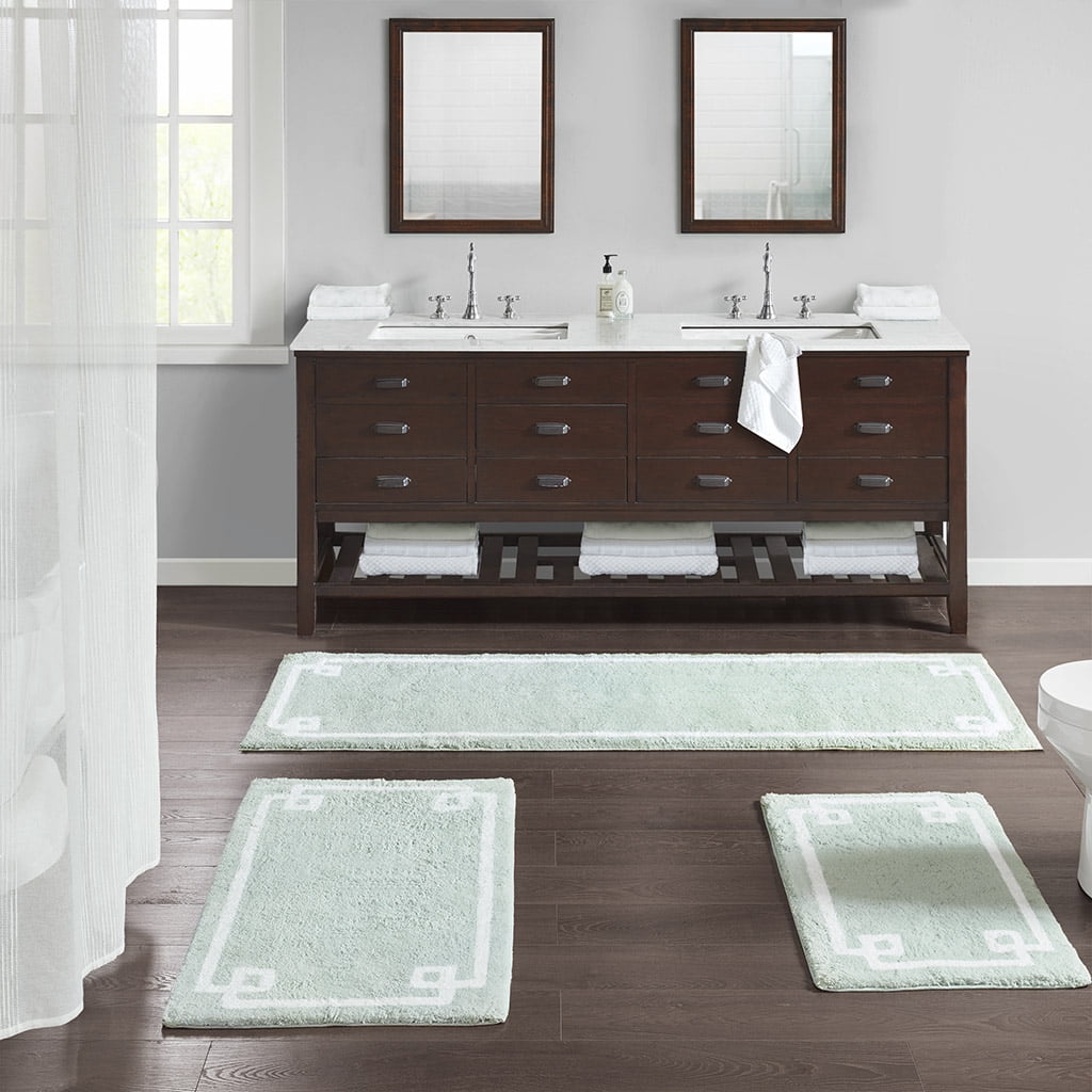 MAYEERTY Medium Pile Cotton Tufted Bathroom Rug, Seafoam, 20"W x 30"L