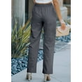 thumbnail image 3 of DOKOTOO Womens Pants Straight Leg Drawstring Elastic High Waist Pants Casual Pants with Pockets Gray M US 8-10, 3 of 9