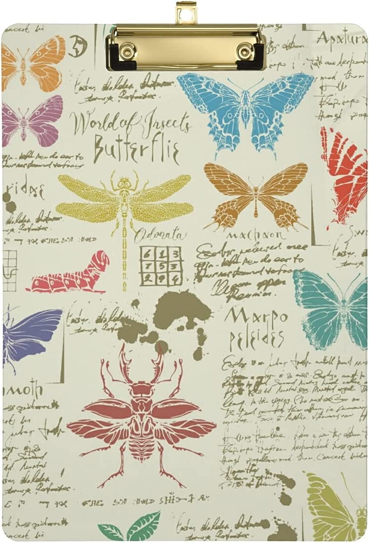 KXMDXA Colorful Butterflies Clipboard Hardboard Wood Nursing Clip Board