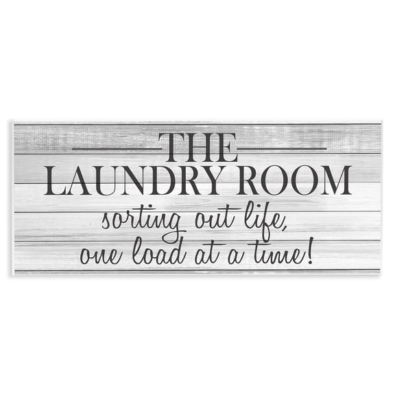 Stupell Industries Cottage Laundry Room Funny Word Bathroom Black And White Design Wall Plaque Art, 17 x 7, by Kim Allen