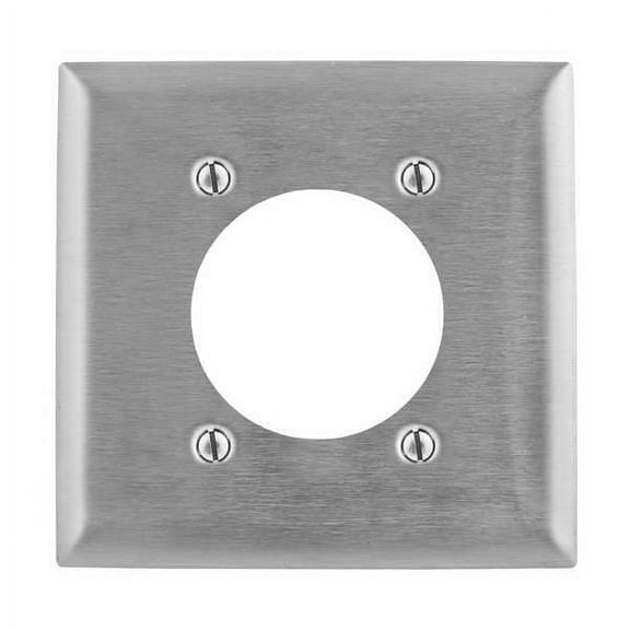 Hubbell Wiring Device-Kellems Single Receptacle Plate,2 Gang,Silver  SS701