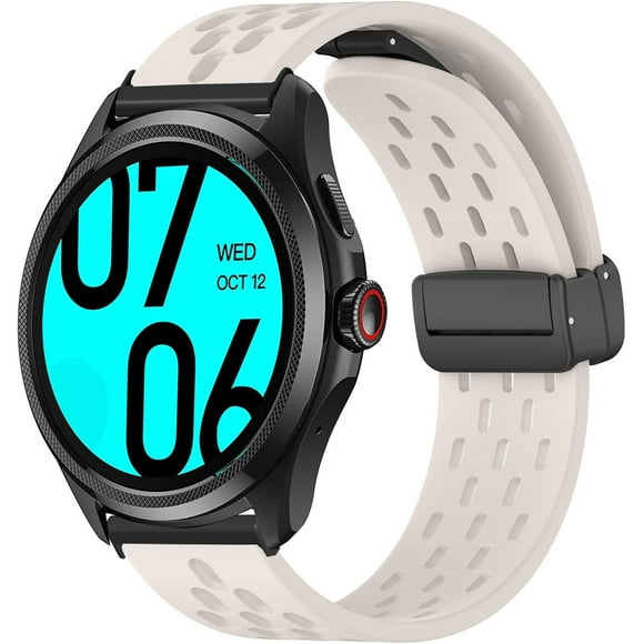 TRAHOO-Compatible with Ticwatch Pro 5 Smartwatch Bands, 24mm Breathable Soft Silicone Magnetic Butterfly Clousure Sport Replacemet Band Straps Compatible with Ticwatch Pro 5 Android Smartwatch