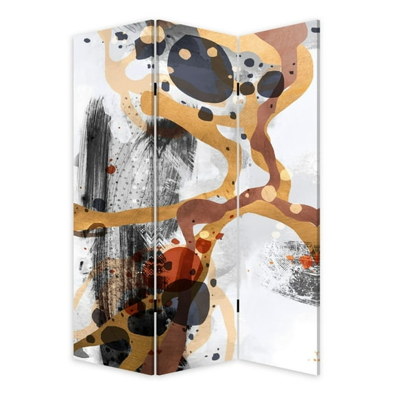 72 Inch 3 Panel Canvas Room Divider with Splash Print,Multicolor- Saltoro Sherpi