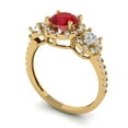 thumbnail image 2 of 1.46 ct Round Cut Simulated Ruby 3 Stone 18K Yellow Gold Womens Engagement Ring, 2 of 5