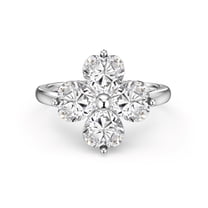 Flydeer 0.75ct Heart Cut Inlaid Four-Leaf Clover Cubic Zirconia Ring for Everyday Wear Minimalist Versatile Jewelry for Women Her Size 7