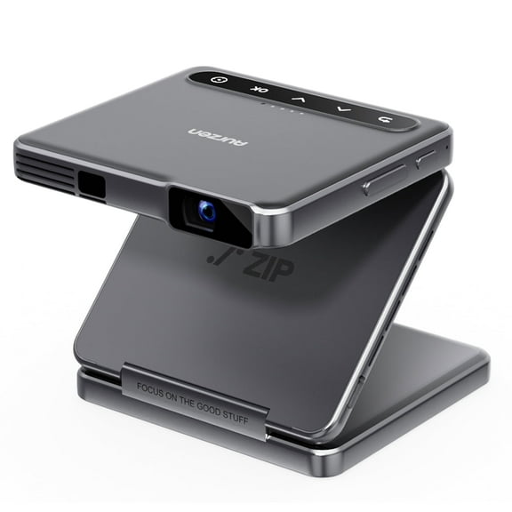 Aurzen ZIP Tri-Fold Portable Mini DLP Projector, Pocket-Sized, Instant Focus, 5H Battery | 5,000mAh Fast Charging, Zero-Lag Screen Mirroring, Full-Screen Display for Indoor/Outdoor Movies,Grey