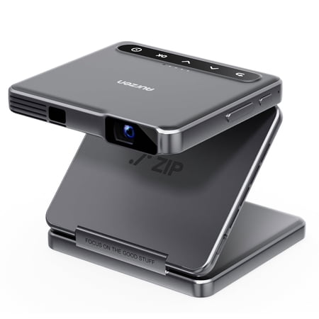 Aurzen ZIP Tri-Fold Portable Mini DLP Projector, Pocket-Sized, Instant Focus, 5H Battery | 5,000mAh Fast Charging, Zero-Lag Screen Mirroring, Full-Screen Display for Indoor/Outdoor Movies,Grey