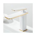 thumbnail image 1 of Robinet de lavabo plein cuivre chaud et froid - blanc plus or, 1 of 5