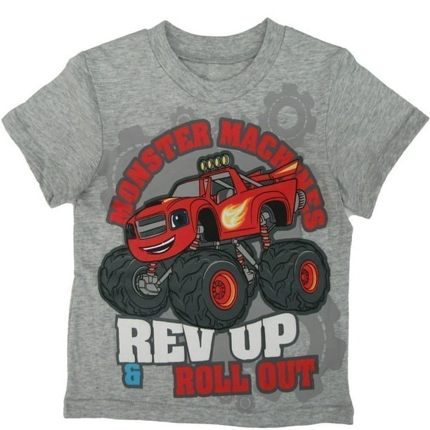 Nickelodeon Little Boys Grey Red Blaze Print Short Sleeved T-Shirt