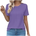 thumbnail image 1 of Timegard Hauts d'Été pour Femmes Col Rond Manches Courtes Tunique Plissée Confortable T-Shirt Décontracté Chic 2024, 1 of 4