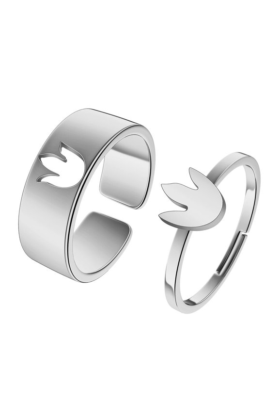 2pcs Dinosaur Paw Couple Set Promise Ring Engagement Wedding Party Matching Adjustable Lover Ring