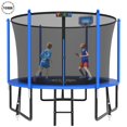 thumbnail image 1 of YORIN Trampoline, 8FT Trampoline for 2-3 Kids Adults with Enclosure Net, 800LBS Outdoor Trampoline with Basketball Hoop, Ladder, Galvanized Anti-Rust Coating Heavy Duty Round Recreational Trampoline, 1 of 7