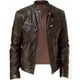 thumbnail image 1 of YUEHAO Abrigos de invierno para hombre, chaqueta vintage de cuero de manga larga con cuello alto para otoño e invierno, chaquetas de cuero para hombre, 1 of 5