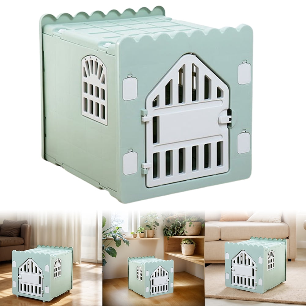 Plastic Cat House Stackable Feral Cat Shelter Waterproof Pet Shelter for Cats with Escape Door for Outdoor Indoor Use (Green)