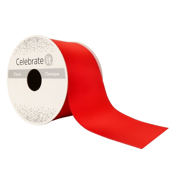 2" x 3yd. Red Satin Wired Ribbon by Celebrate It – Woven Selvage Polyester - Wired Edge for Shaping – Ideal for Gift Wrapping - Bows - Wreaths & Crafts - 12 Pack