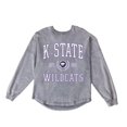 thumbnail image 6 of Women's Gameday Couture Gray Kansas State Wildcats Oversized Final Score Snow Wash Long Sleeve T-Shirt, 6 of 6