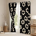 thumbnail image 3 of Homewish Brown Black Floral Blackout Curtains Set of 2 (52x84 Each),Cartoon Blossom Window Curtains,Cute Flower Curtains and Drapes For Girls Kids,Ultra Soft Home Decor, 3 of 6