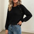 thumbnail image 5 of Xdegoge Womens Crewneck Ribbed Sweater Long Sleeve Pullover Tops with Button Shoulder Details Casual Fall Winter Knit Elegant Basic Fitted Knitwear, 5 of 7