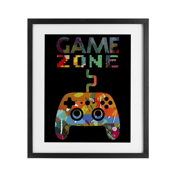 Stupell Industries Collaged Retro Game Zone Black Framed Print Under Glass, design by Marcus Prime