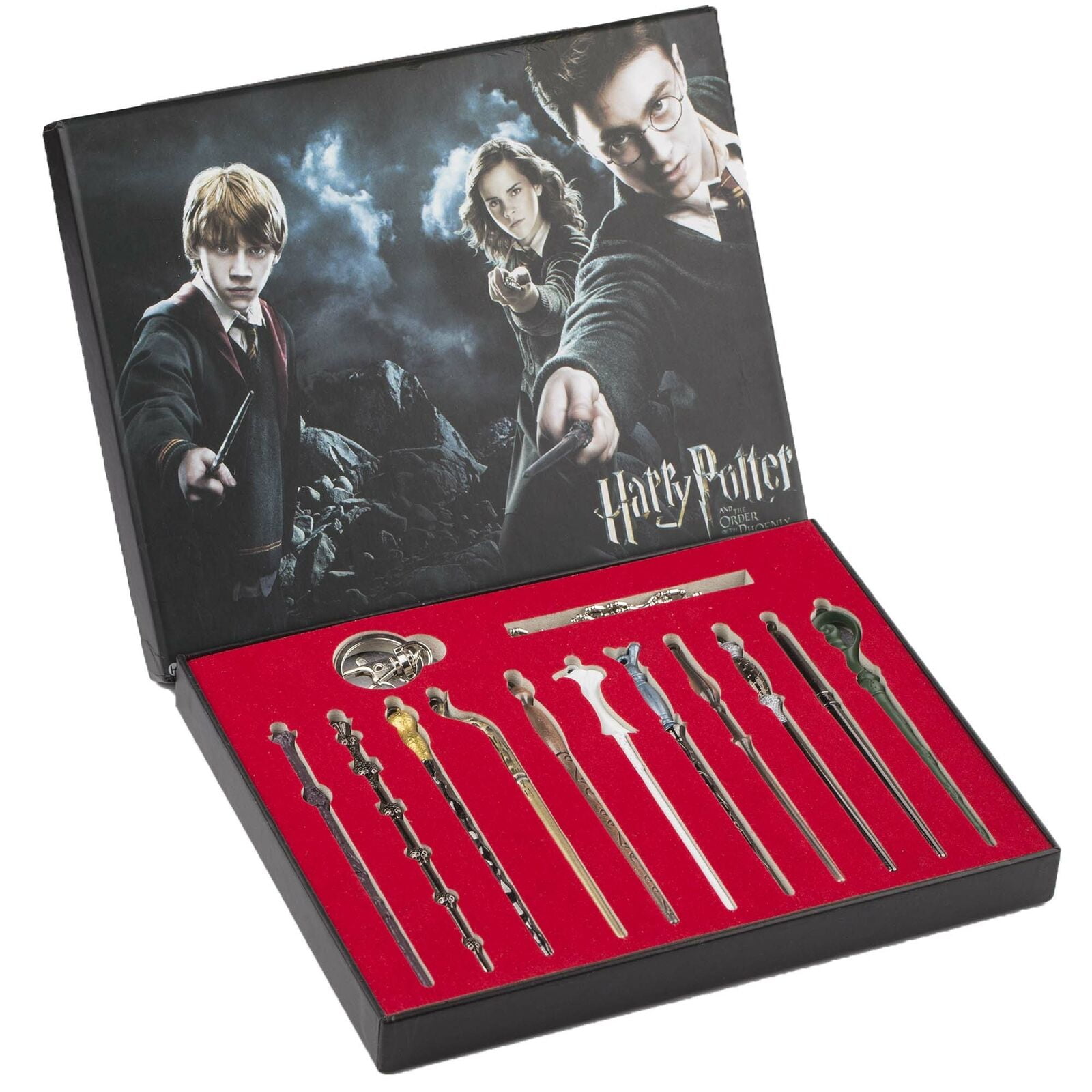 Harry Potter Fleur Ron Magic Wand Keychain Set Metal Cosplay Keyring Accessories 