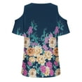 thumbnail image 3 of Fesfesfes Womens Fashion Women Summer T- Shirt Cold Shoulder Pullover Blouse V-Neck Short Sleeve Printed Tops Womens Tops 8(L), 3 of 4