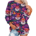 thumbnail image 5 of Craaazy Christmas Womens Shirts Casual Xmas Santa Printing Blouse Round Neck Long Sleeved Christmas Fashion Womens Tops Gifts for Women, 5 of 7