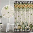 thumbnail image 5 of Green Pumpkin Fall Shower Curtain, Waterproof Shower Curtains for Bathroom, Thanksgiving Sunflower Daisy Botanical Linen Washable Fabric Bathtub Curtain Set Bath Decor with 12 Hooks 48"x72", 5 of 8