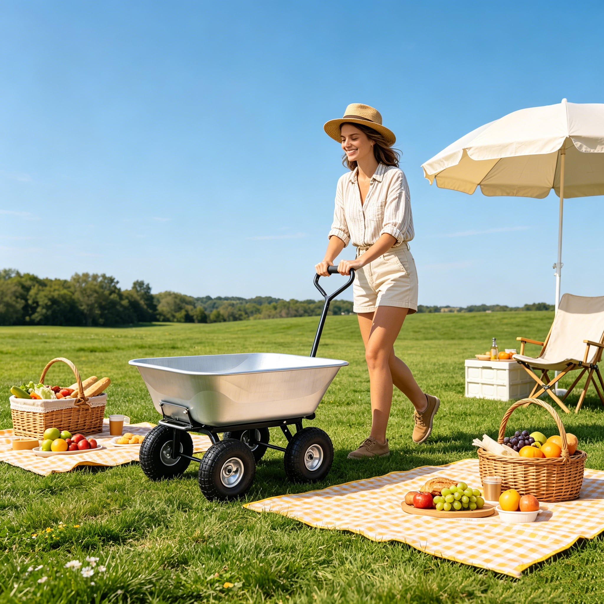 Dump Truck Tool Heavy-Duty Metal Durable Dump Design for Garden Flower Soil Fertilizer Stones Transport