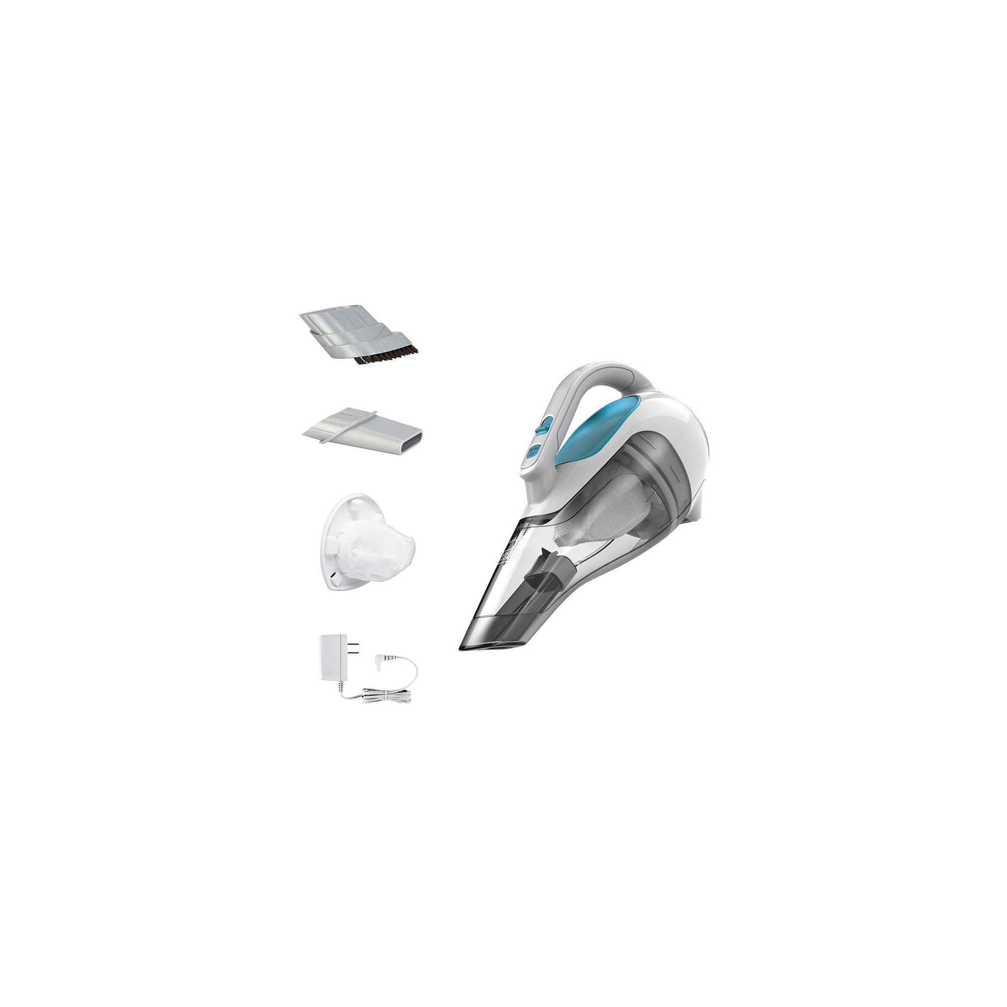 BLACK+DECKER Dustbuster Cordless 10.8V Handheld Vacuum, for Dirt and Debris, with Crevice Tool and Push-in Brush, HHVI315JO42, White