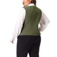 thumbnail image 4 of DARING DIVA Women's Plus Size Double Breasted Vintage Lapel Collar Vest 2X Army Green, 4 of 6