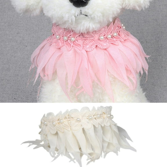 SPRING PARK Dog Collar Grass Skirt Design Faux Leather Pet Collar Triangle Bib