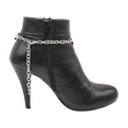 thumbnail image 6 of Women Silver Metal Boot Chain Bracelet Shoe Black Flower Charm Anklet z024, 6 of 11