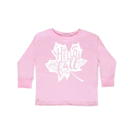 

Inktastic Hello Fall White Leaf Silhouette with Laurels Gift Toddler Boy or Toddler Girl Long Sleeve T-Shirt