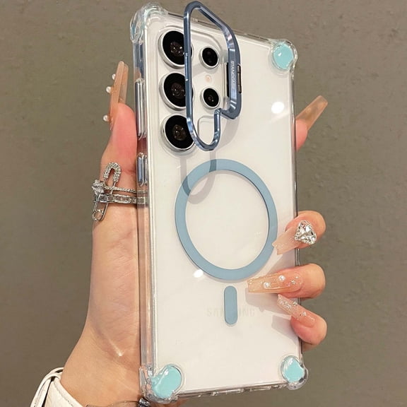 Dteck Clear Magnetic Case for Samsung Galaxy S26 Ultra, Compatible with Magsafe,Slim Shockproof Kickstand Protective Phone Cover,Blue