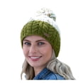 thumbnail image 3 of Erin Knitwear Cable Knit Flecked Wool Bobble Hat, Green, One Size, 3 of 5