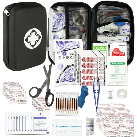 First Aid Kit Emergency Kit Camping Essentials Car-Home Black First-Aid Bag - 277 Piece Emergency Supplies Hiking First Aid Kit for Backpack Survival Kits for Disaster Preparedness YIDERBO