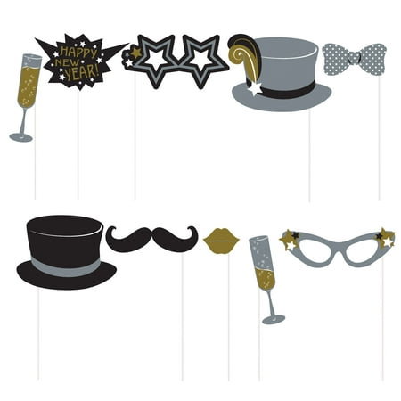 New Years Eve Photo Booth Props, 10pc (Best New Years Eve Games)