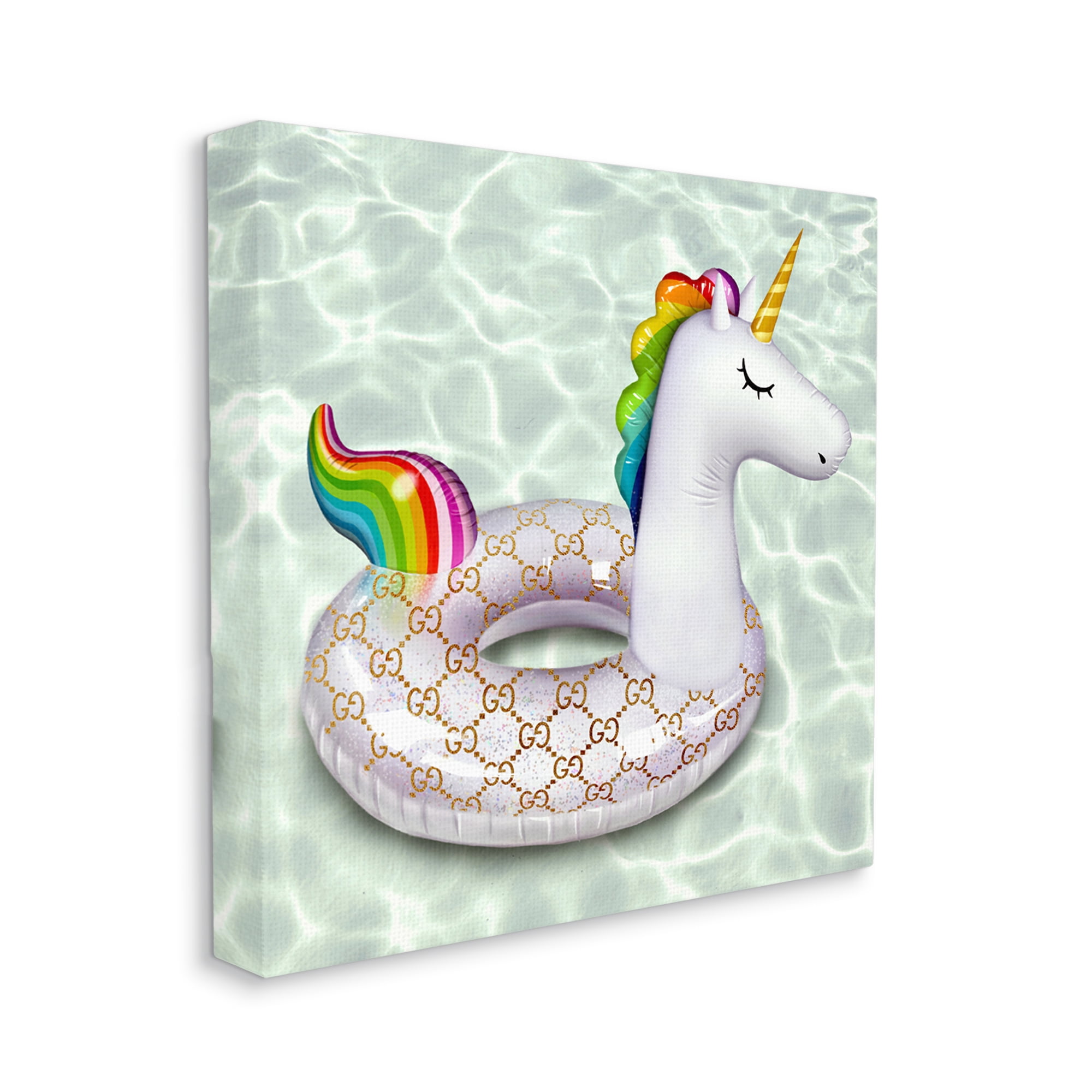 Stupell Industries Unicorn Pool Float Trendy Fashion Emblem Pattern Graphic Art Gallery Wrapped Canvas Print Wall Art, Design by Ziwei Li