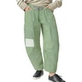 thumbnail image 2 of adviicd Womens Baggy Barrel Wide Leg Drawstring Vintage Pants Striped Patchwork Trousers Green, S, 2 of 9