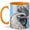 Orange, variant on White Rooster Coffee Mug, Farm Bird Mug, Ceramic 11 oz
