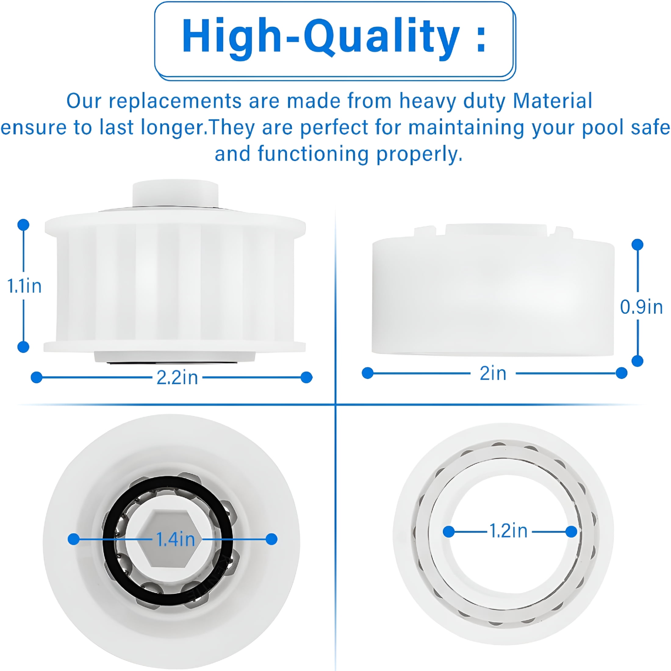 HIBIBUD Automatic Robotic Pool Cleaner Replacement Parts,Guide Wheels 4 Pack with 2 Pack Pulley Gears for Robotic Pool Cleaner