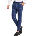 thumbnail image 5 of Lars Amadeus Men's Dress Plaid Slim Fit Flat Front Business Checked Trousers, 5 of 6
