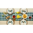 thumbnail image 3 of Teal Heavyweight Checkered Fringed Cotton Table Runner With Rustic Charm 14 x108, 3 of 9