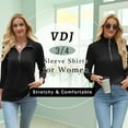 thumbnail image 4 of VDJ Tops for Women Zipper V Neck Shirts Casual Loose Solid Color Tshirts 3 4 Sleeve Black Blouse Comfort Pullover Size XXL, 4 of 10