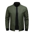 thumbnail image 3 of JTieacloth Men's Outerwear Jackets Men Casual Autumn And Winter Coat Jacket Long Sleeve Pockets Coat Top Jacket Zipper Print Coat With Pockets Green, 3 of 4